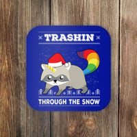 Trashin Through The Snow Raccoonicorn Raccoon Unicorn Meaningful Gift Coaster