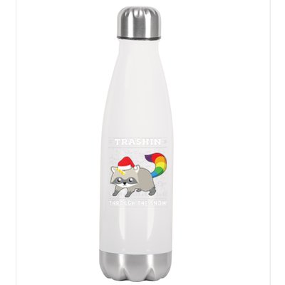 Trashin Through The Snow Raccoonicorn Raccoon Unicorn Meaningful Gift Stainless Steel Insulated Water Bottle