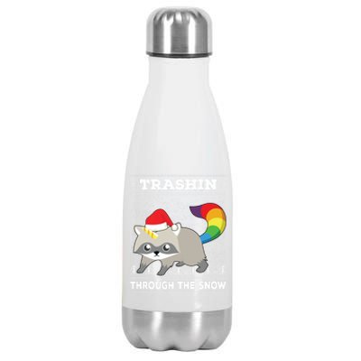 Trashin Through The Snow Raccoonicorn Raccoon Unicorn Meaningful Gift Stainless Steel Insulated Water Bottle