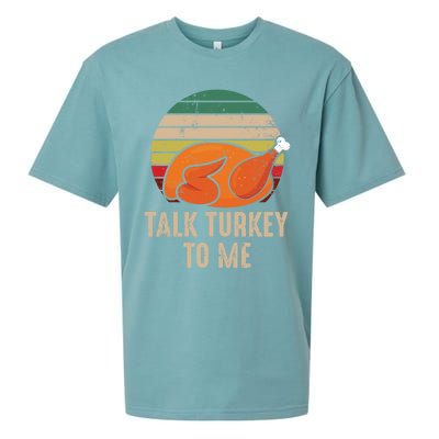 Thankgiving Turkey Talk Turkey To Me Retro Cool Gift Sueded Cloud Jersey T-Shirt