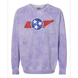 Tn Tennessee The Volunteer Mountain 3 Stars State Colorblast Crewneck Sweatshirt