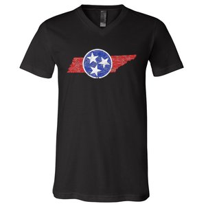 Tn Tennessee The Volunteer Mountain 3 Stars State V-Neck T-Shirt