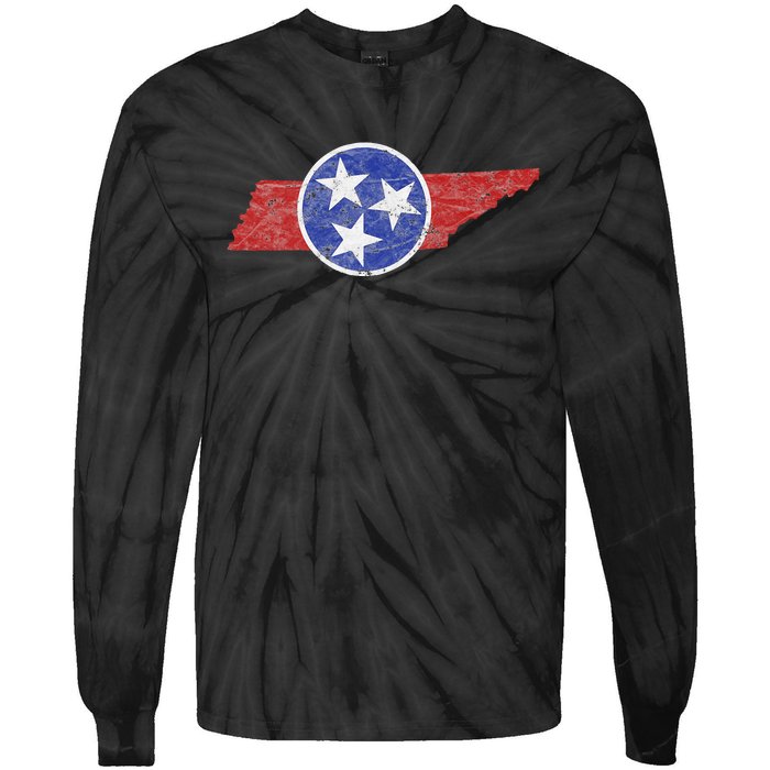 Tn Tennessee The Volunteer Mountain 3 Stars State Tie-Dye Long Sleeve Shirt