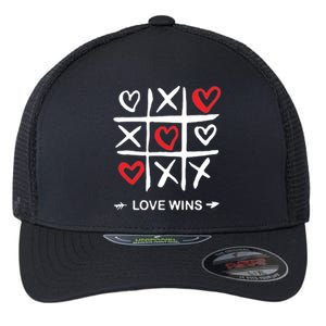 Tic Tac Toe Love Wins Love Always Wins Valentines Love Day Gift Flexfit Unipanel Trucker Cap