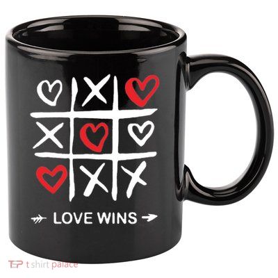 Tic Tac Toe Love Wins Love Always Wins Valentines Love Day Gift 11oz C Handle Ceramic Mug