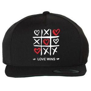 Tic Tac Toe Love Wins Love Always Wins Valentines Love Day Gift Wool Snapback Cap