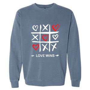 Tic Tac Toe Love Wins Love Always Wins Valentines Love Day Gift Garment-Dyed Sweatshirt