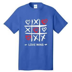 Tic Tac Toe Love Wins Love Always Wins Valentines Love Day Gift Tall T-Shirt