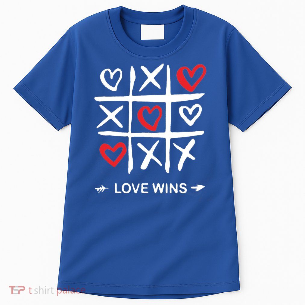 Tic Tac Toe Love Wins Love Always Wins Valentines Love Day Gift Tall T-Shirt