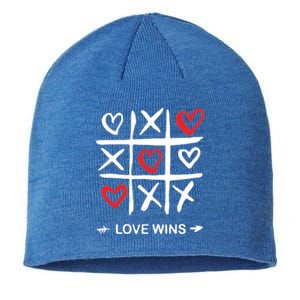 Tic Tac Toe Love Wins Love Always Wins Valentines Love Day Gift Sustainable Beanie