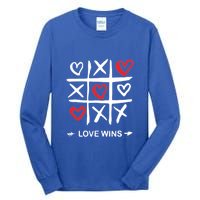 Tic Tac Toe Love Wins Love Always Wins Valentines Love Day Gift Tall Long Sleeve T-Shirt