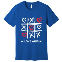 Tic Tac Toe Love Wins Love Always Wins Valentines Love Day Gift Premium T-Shirt