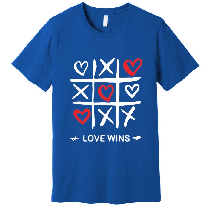 Tic Tac Toe Love Wins Love Always Wins Valentines Love Day Gift Premium T-Shirt