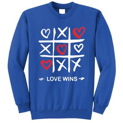 Tic Tac Toe Love Wins Love Always Wins Valentines Love Day Gift Tall Sweatshirt