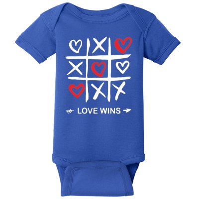 Tic Tac Toe Love Wins Love Always Wins Valentines Love Day Gift Baby Bodysuit