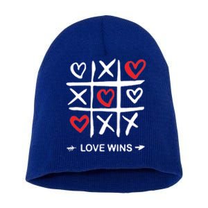 Tic Tac Toe Love Wins Love Always Wins Valentines Love Day Gift Short Acrylic Beanie