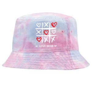 Tic Tac Toe Love Wins Love Always Wins Valentines Love Day Gift Tie-Dyed Bucket Hat