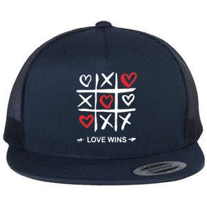 Tic Tac Toe Love Wins Love Always Wins Valentines Love Day Gift Flat Bill Trucker Hat