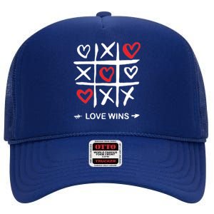 Tic Tac Toe Love Wins Love Always Wins Valentines Love Day Gift High Crown Mesh Back Trucker Hat