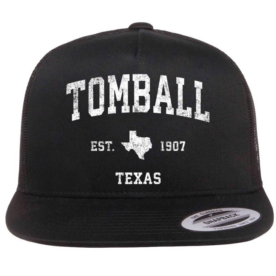 Tomball Texas Tx Vintage Established Sports Design Flat Bill Trucker Hat