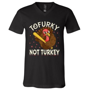 Tofurky Thanksgiving Turkey Funny Design Gift V-Neck T-Shirt