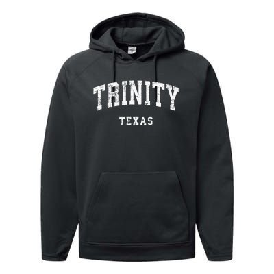 Trinity Texas Tx Vintage Athletic Sports Design Performance Fleece Hoodie