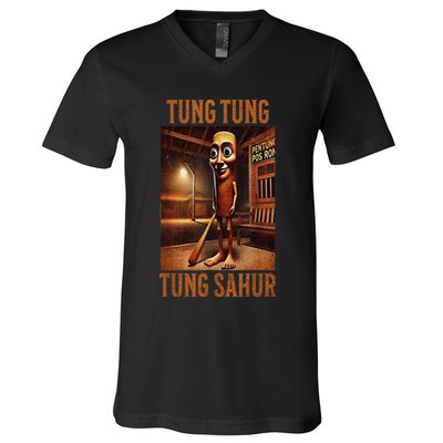 Tung Tung Tung Sahur Italian Brainrot Meme V-Neck T-Shirt