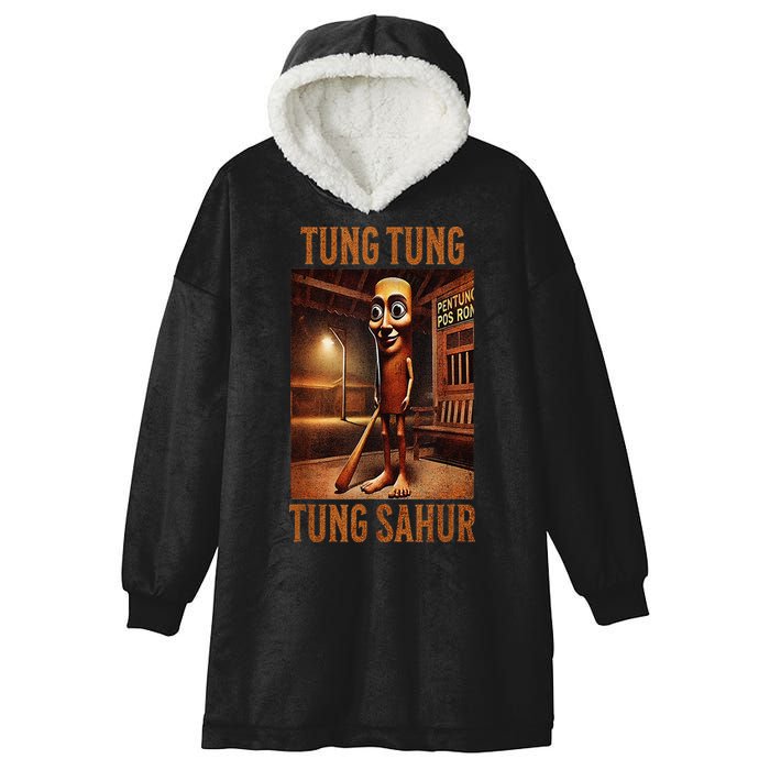 Tung Tung Tung Sahur Italian Brainrot Meme Hooded Wearable Blanket