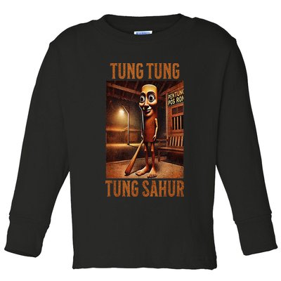 Tung Tung Tung Sahur Italian Brainrot Meme Toddler Long Sleeve Shirt