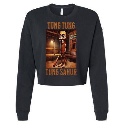 Tung Tung Tung Sahur Italian Brainrot Meme Cropped Pullover Crew
