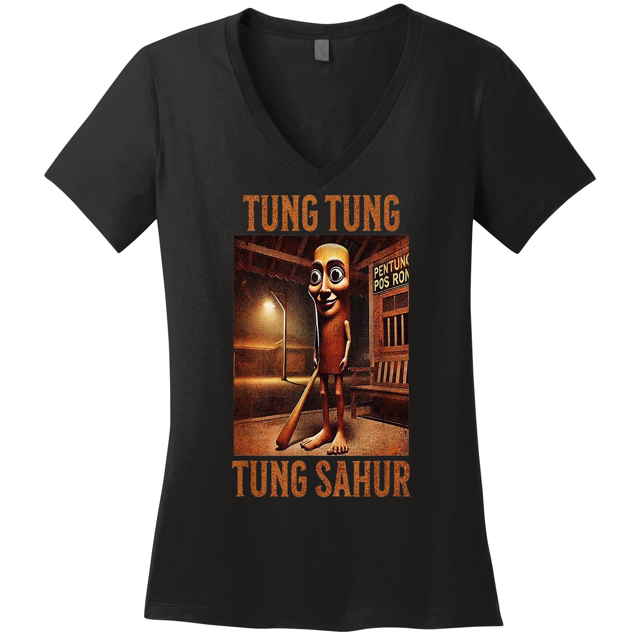 Tung Tung Tung Sahur Italian Brainrot Meme Women's V-Neck T-Shirt