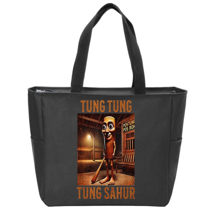 Tung Tung Tung Sahur Italian Brainrot Meme Zip Tote Bag