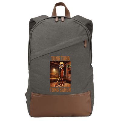 Tung Tung Tung Sahur Italian Brainrot Meme Cotton Canvas Backpack