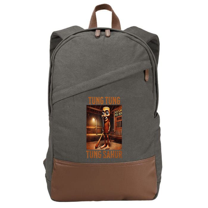 Tung Tung Tung Sahur Italian Brainrot Meme Cotton Canvas Backpack