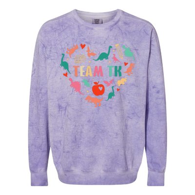 Tk Team Tk Teacher Student Heart Dinosaur Colorblast Crewneck Sweatshirt