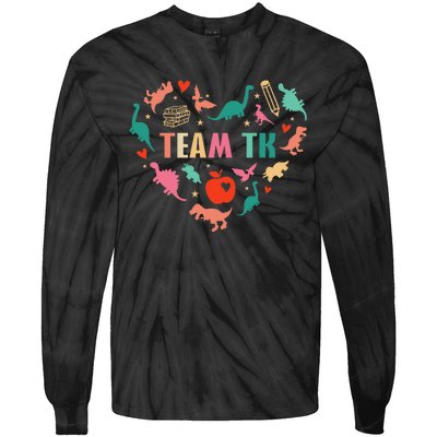 Tk Team Tk Teacher Student Heart Dinosaur Tie-Dye Long Sleeve Shirt