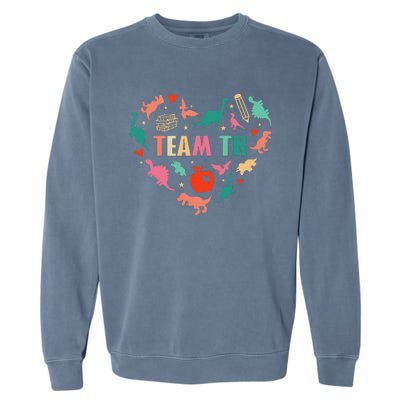 Tk Team Tk Teacher Student Heart Dinosaur Garment-Dyed Sweatshirt