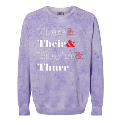 There Their Theyre Thurr Grammar Police Colorblast Crewneck Sweatshirt