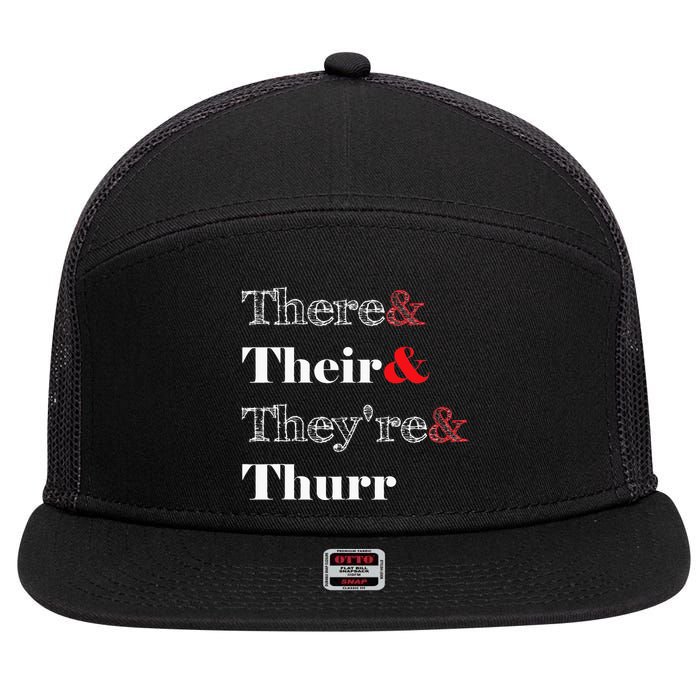There Their Theyre Thurr Grammar Police 7 Panel Mesh Trucker Snapback Hat