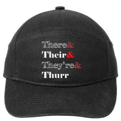 There Their Theyre Thurr Grammar Police 7-Panel Snapback Hat
