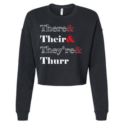 There Their Theyre Thurr Grammar Police Cropped Pullover Crew