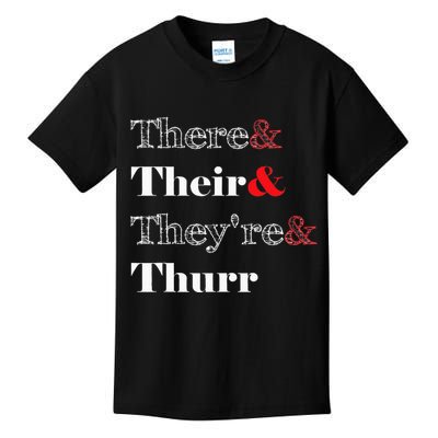 There Their Theyre Thurr Grammar Police Kids T-Shirt