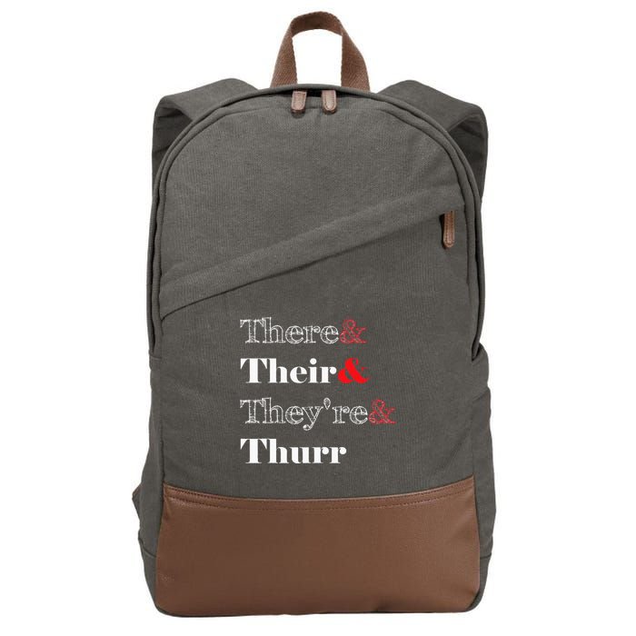 There Their Theyre Thurr Grammar Police Cotton Canvas Backpack