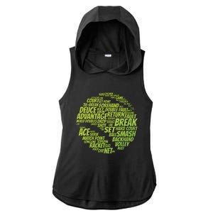 Tennis Terms Tennis Player Playing Tennis Ball Ladies PosiCharge Tri-Blend Wicking Draft Hoodie Tank