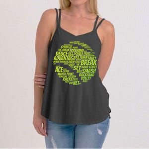 Tennis Terms Tennis Player Playing Tennis Ball Women's Strappy Tank