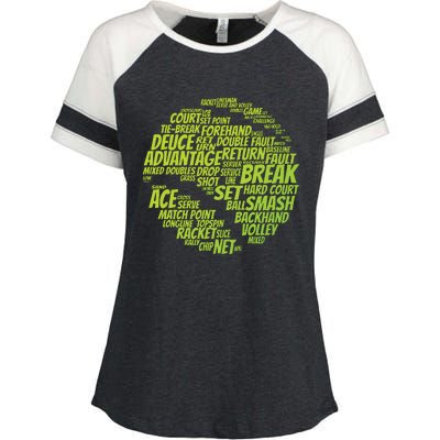 Tennis Terms Tennis Player Playing Tennis Ball Enza Ladies Jersey Colorblock Tee