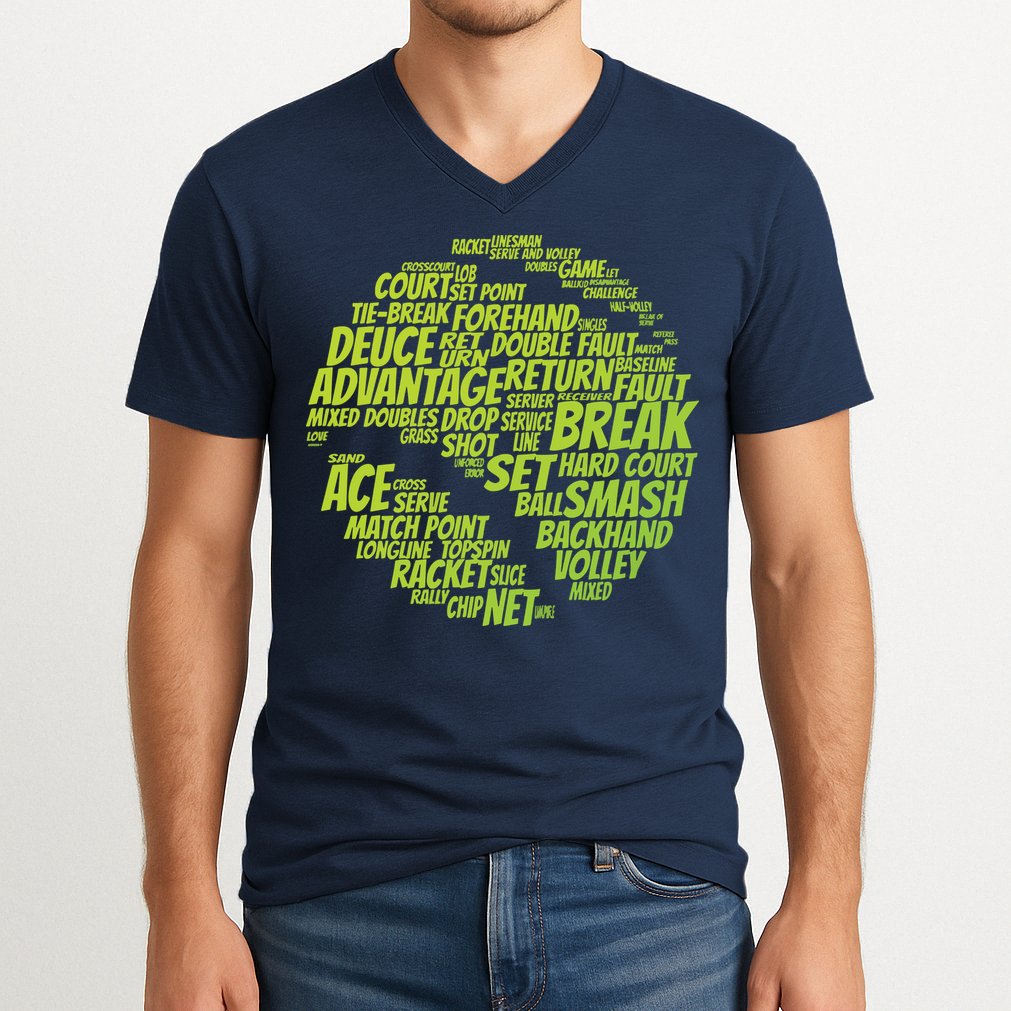 Tennis Terms Tennis Player Playing Tennis Ball V-Neck T-Shirt