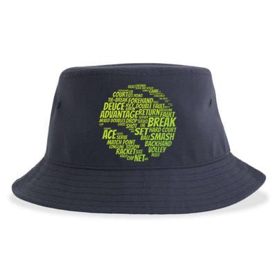 Tennis Terms Tennis Player Playing Tennis Ball Sustainable Bucket Hat