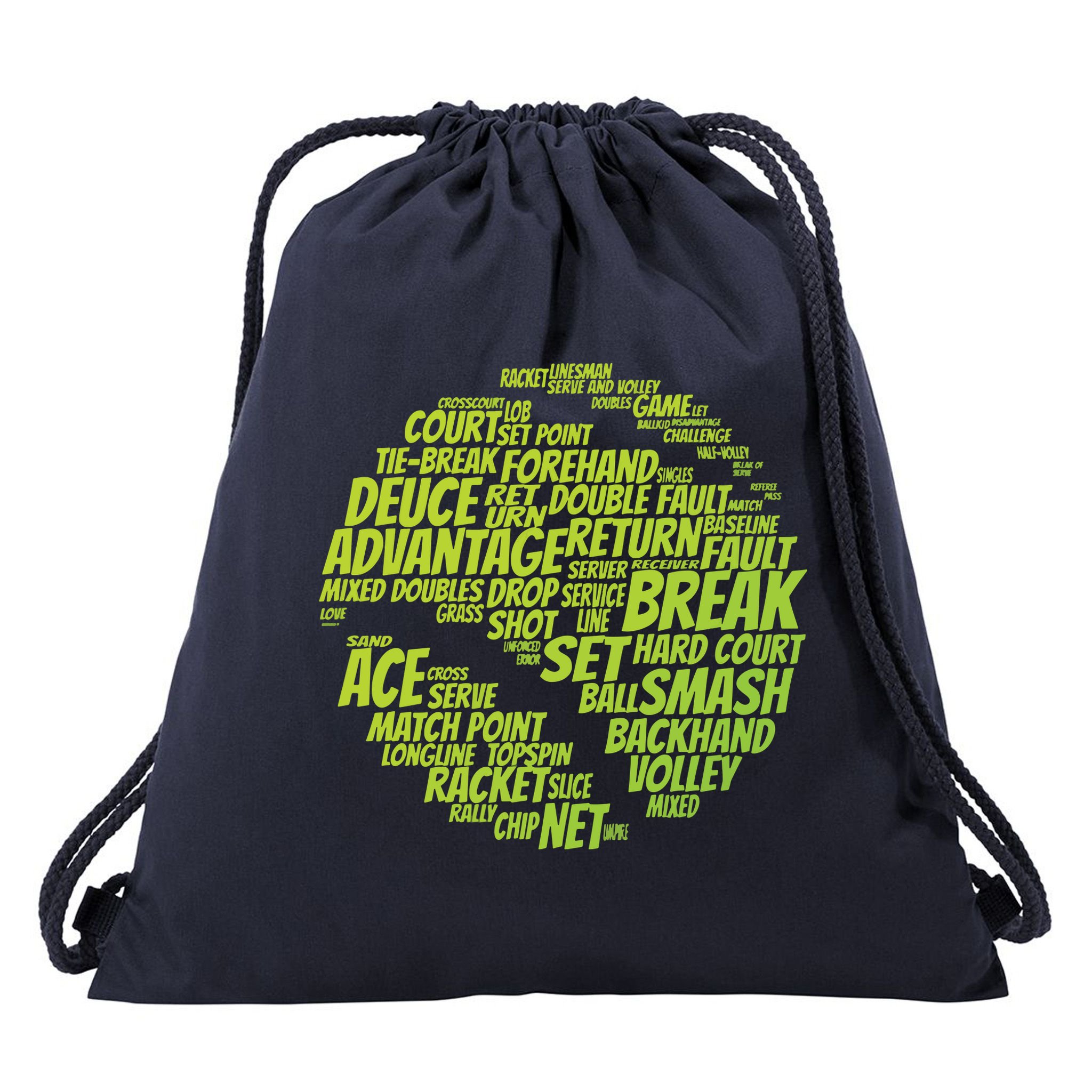 Tennis Terms Tennis Player Playing Tennis Ball Drawstring Bag