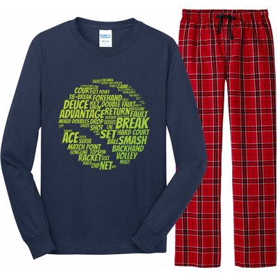 Tennis Terms Tennis Player Playing Tennis Ball Long Sleeve Pajama Set